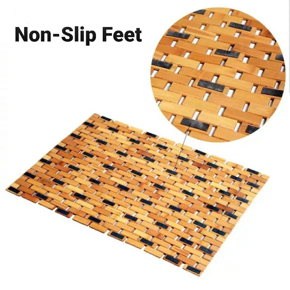 Bamboo bath mat with  free hand towel